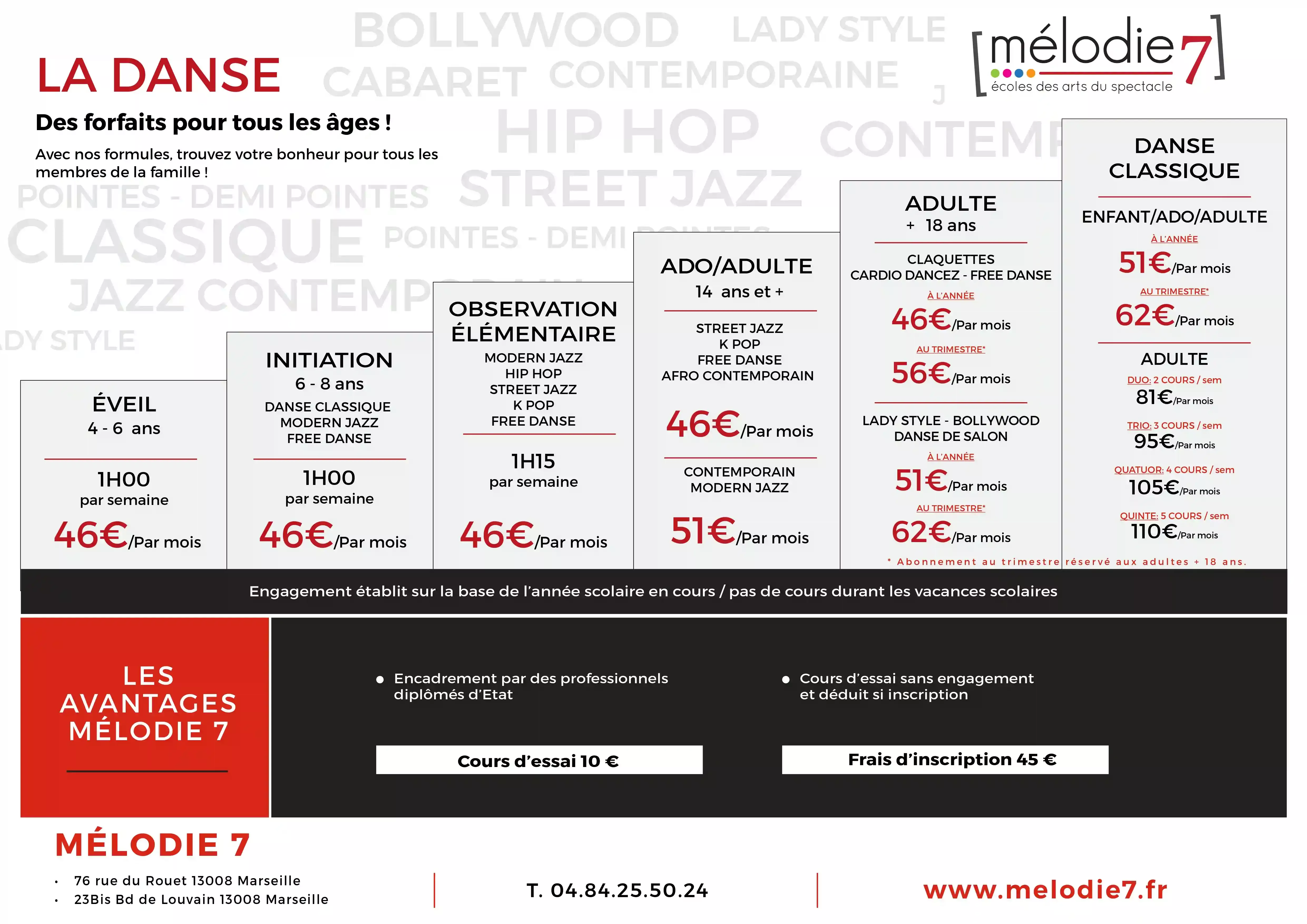 Tarification cours bien-être